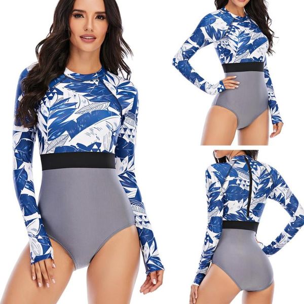 

print floral one piece swimsuit women swimwear monokini long sleeve printed female bathing suit surfing bodysuit swim wear beach