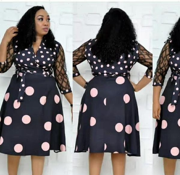 

2021 new elegent fashion style spring and autumn african women beauty plus size knee length dress drop shipping, Black;gray