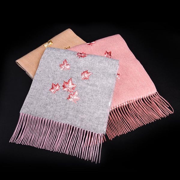 

scarves to cloud embroidery cashmere scarf warm qiu dong female long thickening joker embroidered mother collar gift, Blue;gray