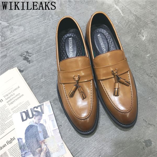 

coiffeur loafers men elegant shoes men classic leather shoes men dress zapatos de hombre de vestir formal wedding shoes bona, Black