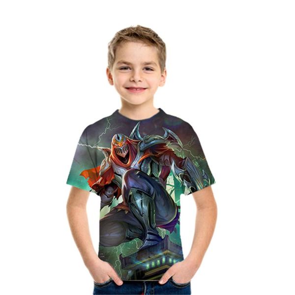 

men's t-shirts children's boys wear european and american tide t-shirt male female middle school children game peripheral short sl, White;black