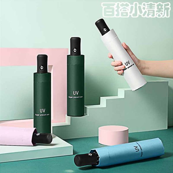 

uv full automatic sunny and rainy sunshade folding umbrella black glue advertising