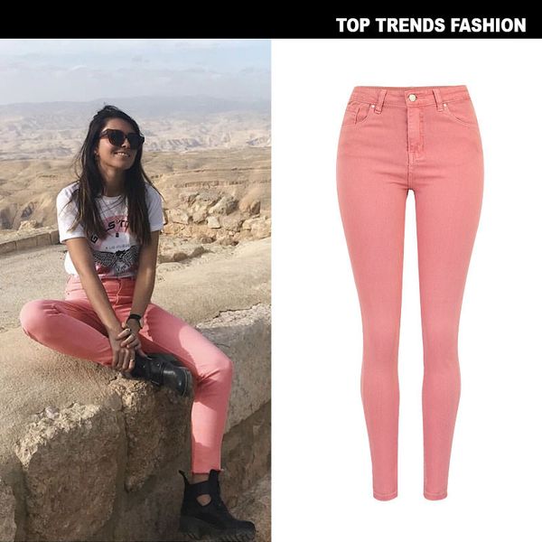 

women jeans faux leather women shapewear pants women fashion slim girls denim trousers, Black;white