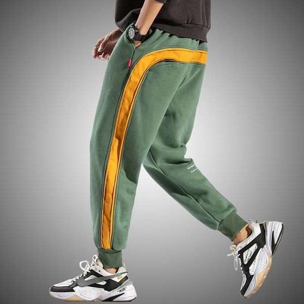 

men's pants side striped sweatpants men 2021 brand jogger fashion streetwear hip hop trousers male loose fit harem, Black