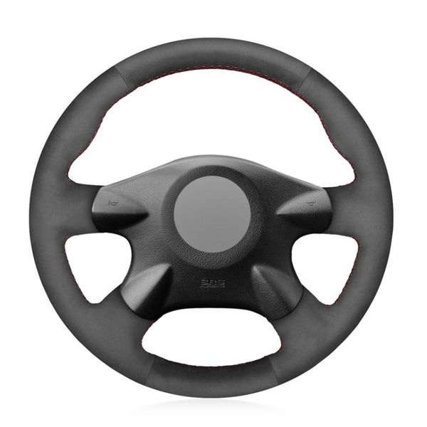 

steering wheel covers hand-stitched black suede no-slip car cover for almera (n16) x-trail (t30) paladin samsung sm3