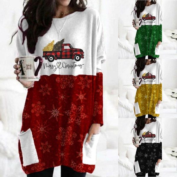 

women's hoodies & sweatshirts @ oversized hoodie plus size sweatshirt women long sleeve christmas printed o-neck woman fashion 2021, Black