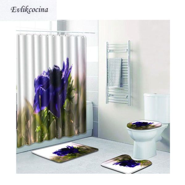 

bath mats 4pcs dark blue flower banyo bathroom carpet toilet set non slip pad tapis salle de bain alfombra bano