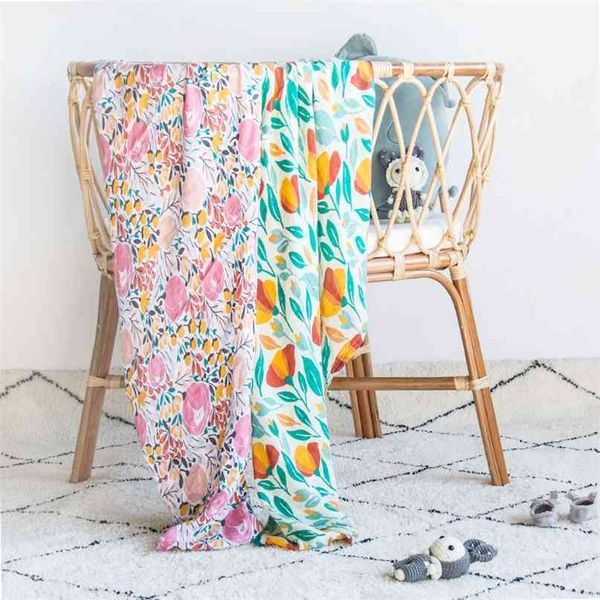 

kangobaby 2pieces/set 70% bamboo+30% soft cotton baby swaddle wraps muslin blankets born 100% bamboo quilt 210823