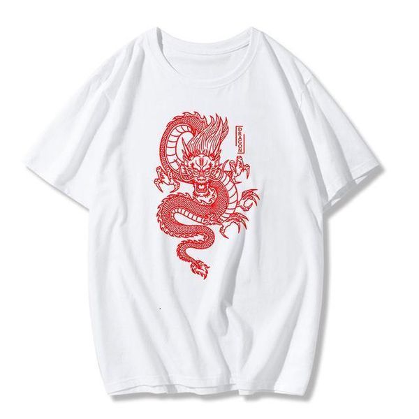 

streetwear women's t-shirt ulzzang harajuku vintage chinese dragon print t-shirt summer new women short sleeve cool t-shirt, White