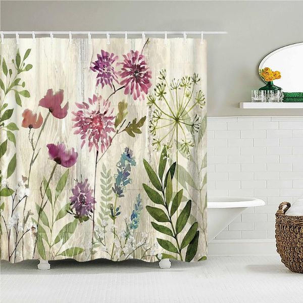 

shower curtains beautiful flower green plant small fresh art curtain waterproof bathroom decoration home