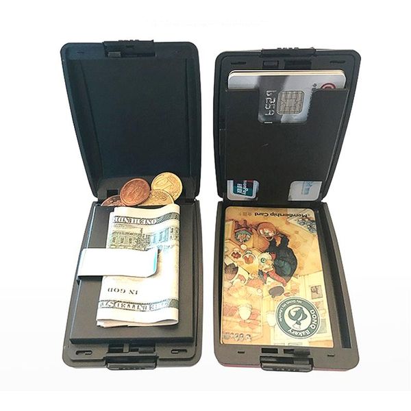 

wallets men aluminum up rfid card wallet holder quick release, Red;black