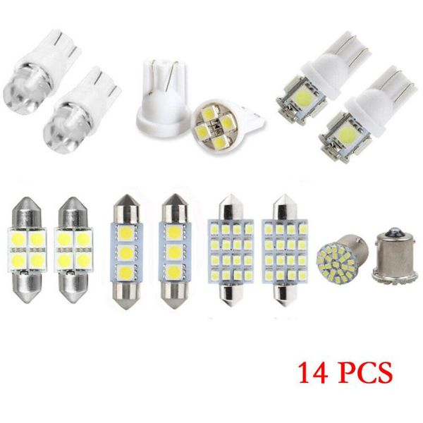 

car headlights map lights mixed led dome interior license plate package replacement 14pcs 6000k-8000k assorted