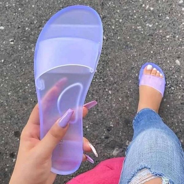 

women's slippers bling crstyal jelly shoes ladies fashion flats women beach shoes female cross narrow band slides plus size 42, Black