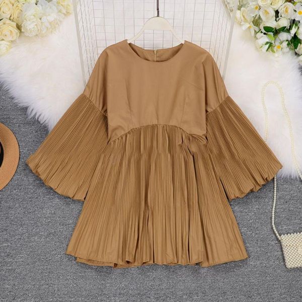 

women's blouses & shirts blouse shirt o-neck flared and long sleeve elegant ladies casual autumn streetwear, White