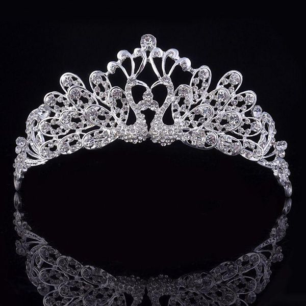 

hair clips & barrettes women's peacock crystal accessories bridal headwear rhinestone classic curve crown elegant inlaid hoop hairbands, Golden;silver