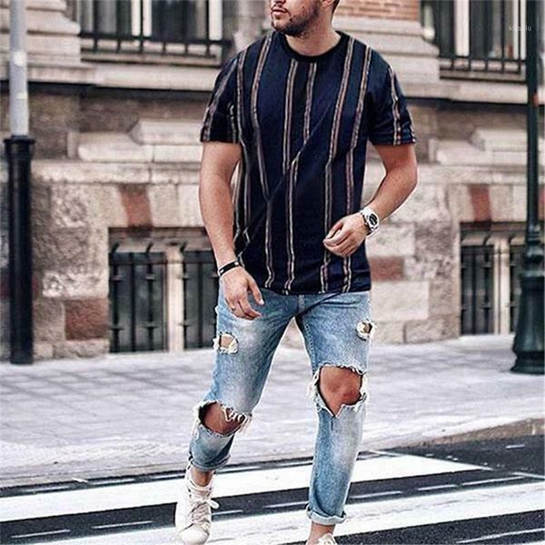 

brand new men's slim t-shirts fit short sleeve stripe casual basic t-shirt summer round neck fashion 20191, White;black