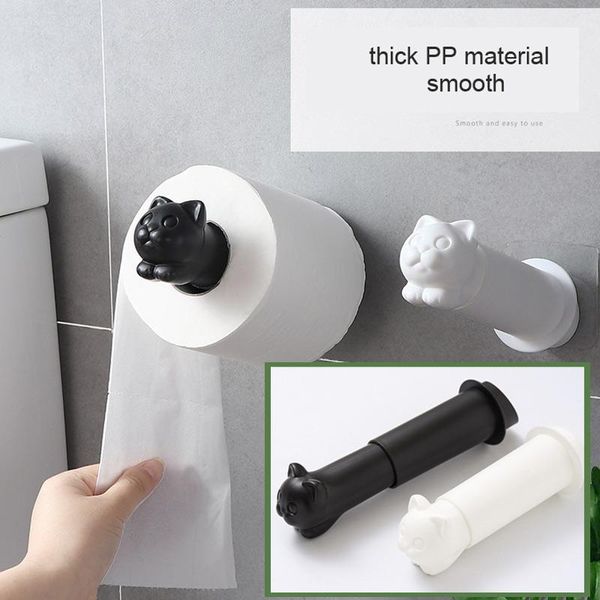 

tissue boxes & napkins creative cat retractable holder punch-towel storage rack adhesive bathroom hanger kitchen roll