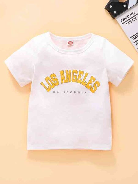 

baby letter graphic round neck tee she, Blue