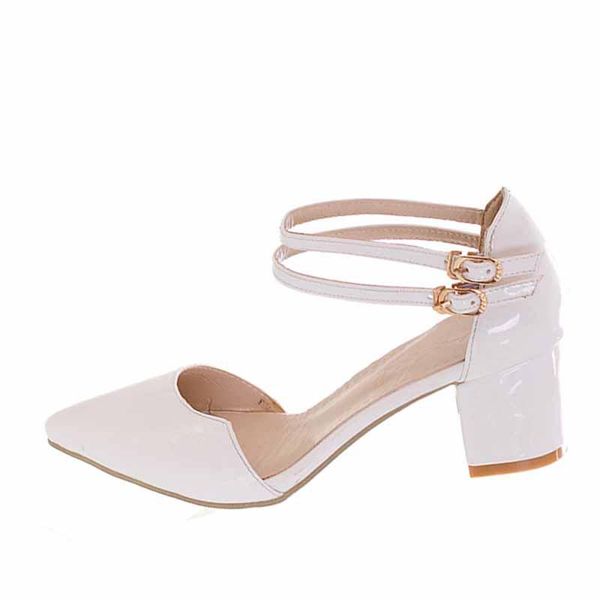 

dress shoes high heels big size sandals women woman summer ladies shallow-mouthed buckle square-heeled, Black