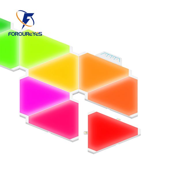

9pcs smart splicable light panel with eu us uk au pulg diy lamp app voice music rhythm rgb ambient lighting