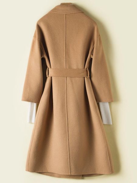 

women's wool & blends abrigos mujer invierno 2021 women coat long slim fashion jacket with belt female double sided overcoat manteau fe, Black