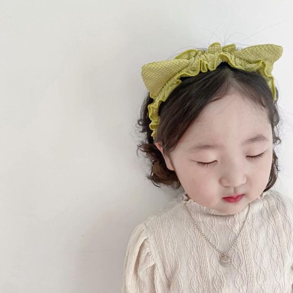 

hair accessories lovely children fabric folds solid color girls hairband kids cute bow small ears bb headband party, Slivery;white