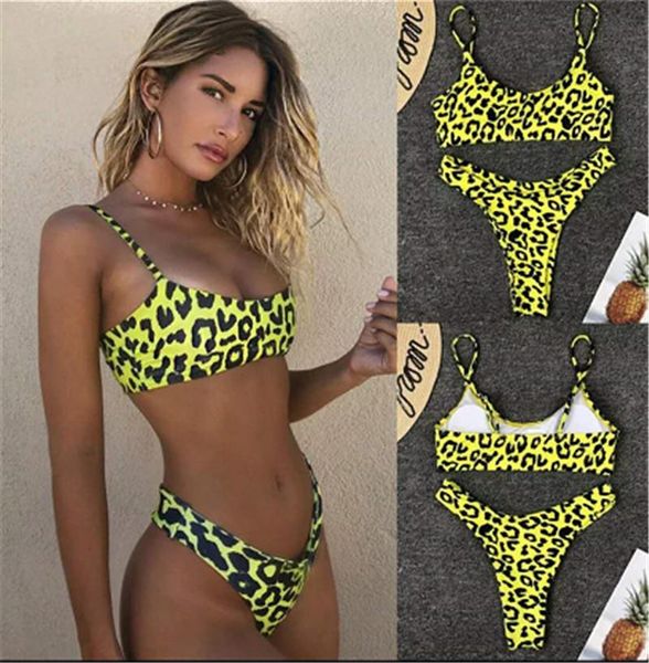 

women's swimwear women sling straps swimsuits beachwear leopard printed push-up padded bra and briefs 2 pieces bikini set bathing, White;black