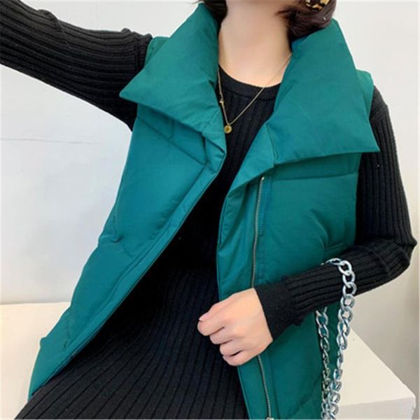 

women's vests down cotton vest female autumn winter short coat women warm thick loose waistcoat korean fashion feminino, Black;white