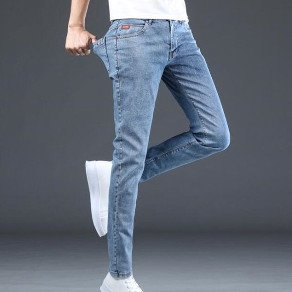 

men's jeans tight jeans, running elastic blue pants