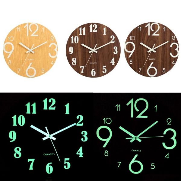 Numero digitale 3D Silenzioso Bagliore scuro luminoso appeso acrilico breve silenzioso orologio da parete fai da te moderno 210310