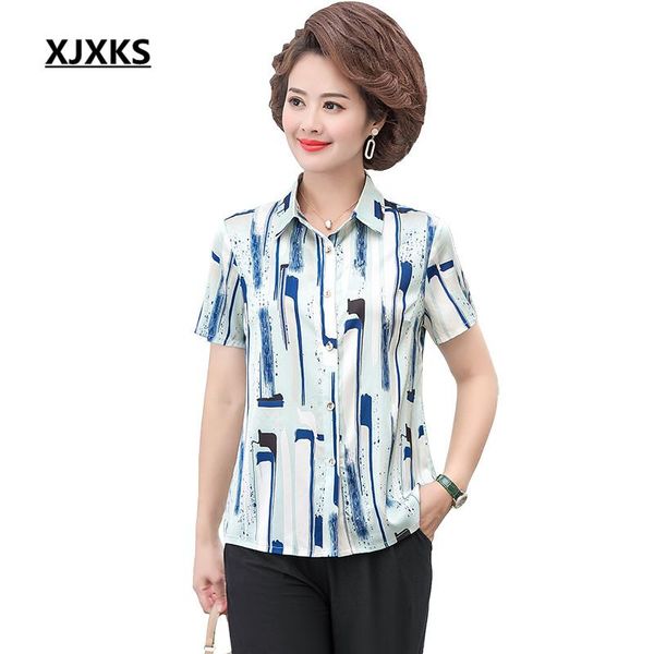 

women's blouses & shirts xjxks 2021 summer single-breasted cardigan women shirt loose plus size fashion lapel blouse, White