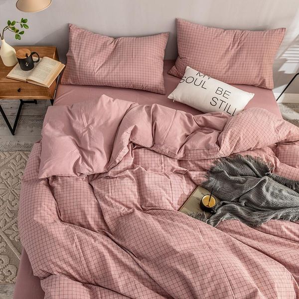 

bedding sets michiiko modren simple pure cotton yarn dyed washed four piece set