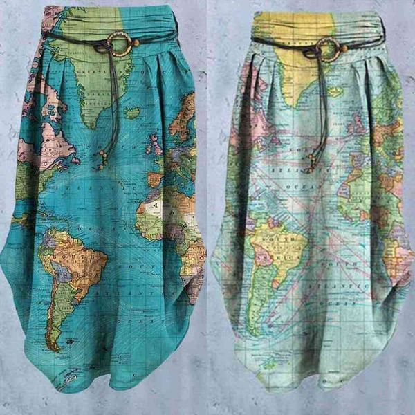 

ethnic printed loose casual cotton women skirt linen fashion side pocket elastic waist faldas mujer, Black