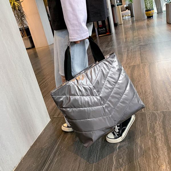 

shoulder bags casual quilted space padded women handbag waterproof down cooton lady large capacity tote winter big shopper purse