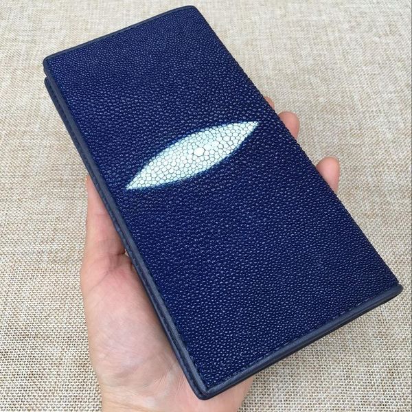 

style authentic real stingray skin women men slim bifold wallet card bag genuine leather female male thin clutch purse, Red;black