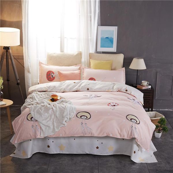 

bedding sets happy jellyfish cotton printed pillowcase quilt cover bed sheet  size king four-piece set