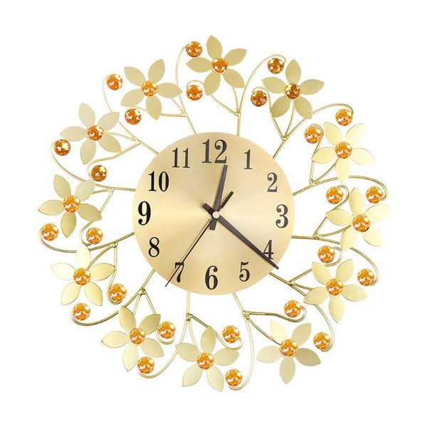 

wall clocks 35cm european style 3d large clock flower rhinestone silent living room bedroom office home decor