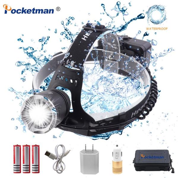 

head lamps 42000lm led headlamp xhp70 headlight powerful with 3 modes light rechargeable ipx-6 waterproof lamp torch 18650