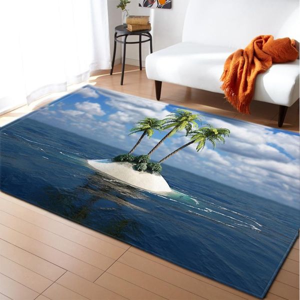 

carpets ins style parlor living room carpet kitchen mat flannel anti-slip sofa area rug 3d island scenery home decor bedroom