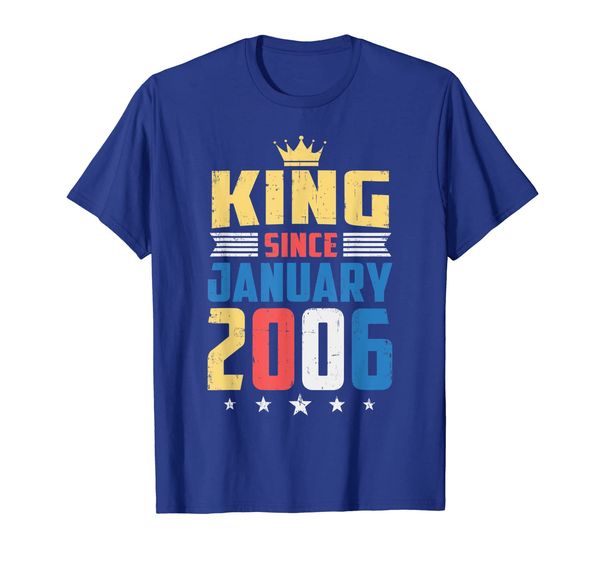 

vintage king since january 2006 14th birthday 14 years old t-shirt, White;black