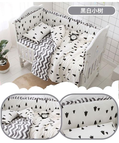 

6/9pcs pine wave crib bedding set bedclothes crib breathable cotton autumn and winter baby bedding sets bed safety kit berÃ§o