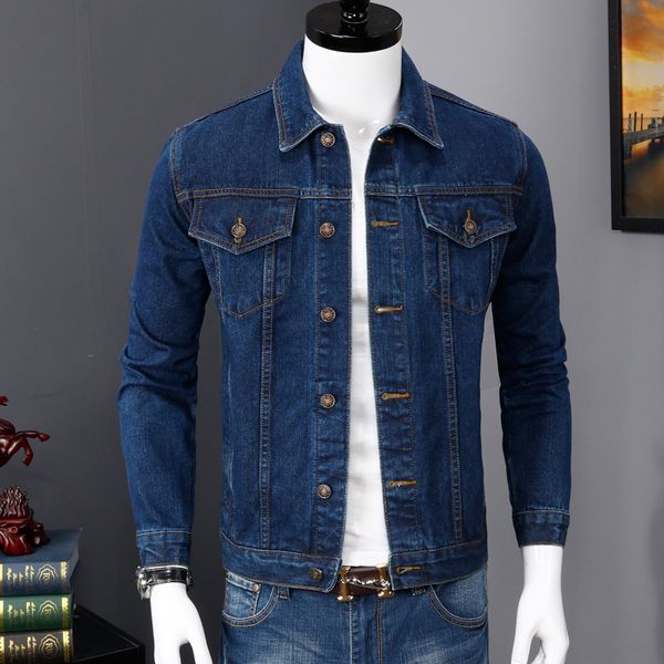 

2021 coat of casual blue male denim fine jacket adjustment 0pph, Black;brown