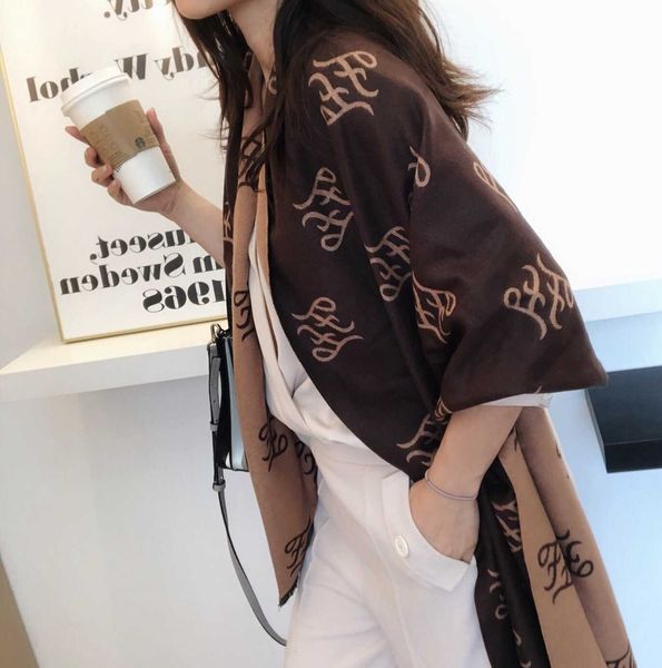 

scarf women's winter cashmere like double sided warm shawl, Blue;gray