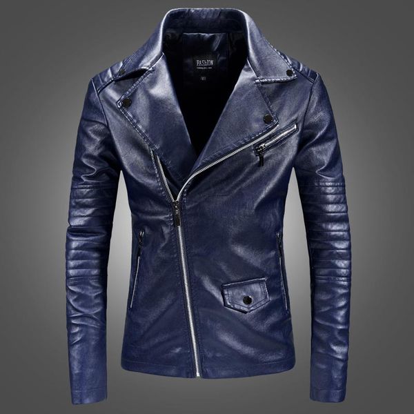 

men's fur & faux 2021 autumn leather clothing self-cultivation lapel short jacket locomotive oblique zipper male thick chinese style, Black