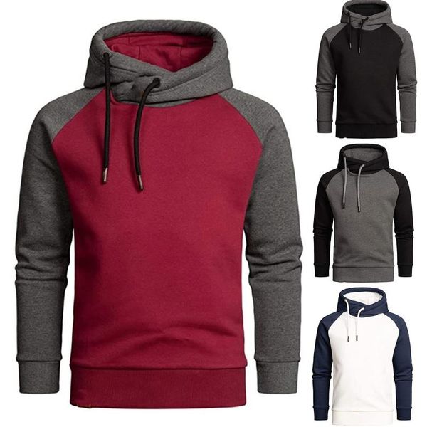 

men's hoodies & sweatshirts hoodie men's solid color sweatshirt casual long sleeved fashion sports autumn winter warm pullover male, Black