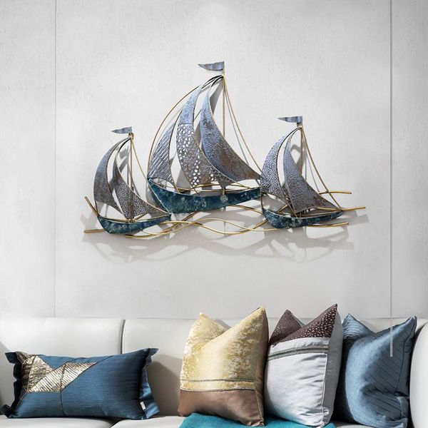 

decorative objects & figurines mediterranean room decor aesthetic creative 3d sailing wall stickers modern home wrought iron decoration hang