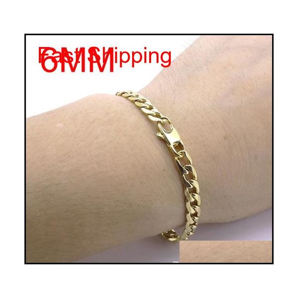 

100% stainless steel bracelet men retro jewelry 18k gold plated t and co curb cuban chain 6/8/12 m jllbeh bdesybag, Black