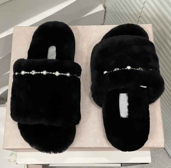 

slippers women' wool jimmy pearl autumn heavy towel towing chaussures de designer winter sandals shoes travel tory slip indoor, Black;grey