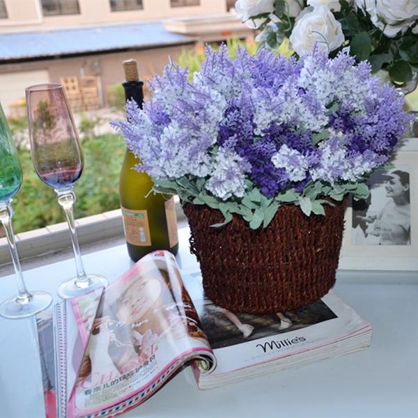 

new 56pcs/lot bride holding flowers artificial 5 fork lavender bouquet home decoration living room bedroom decoration tongfeng