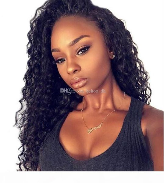 

african amercian water wave malaysian human hair full lace wig unprocessed 8a wet and wavy lace front wig natural hairline, Black;brown